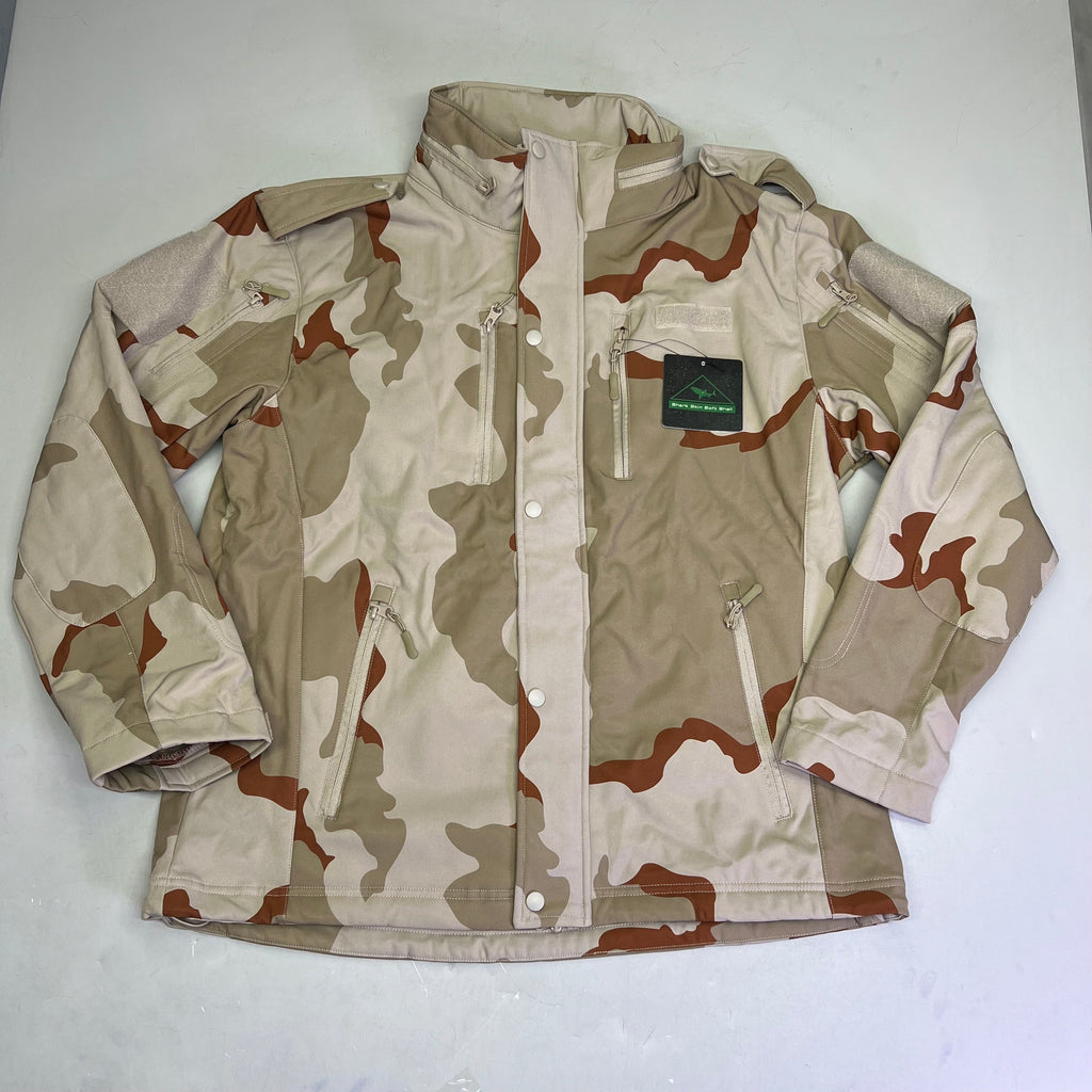 SHARK SKIN SOFT SHELL Coat Patch On Arm & Chest Men's Sz XL Khaki Camo