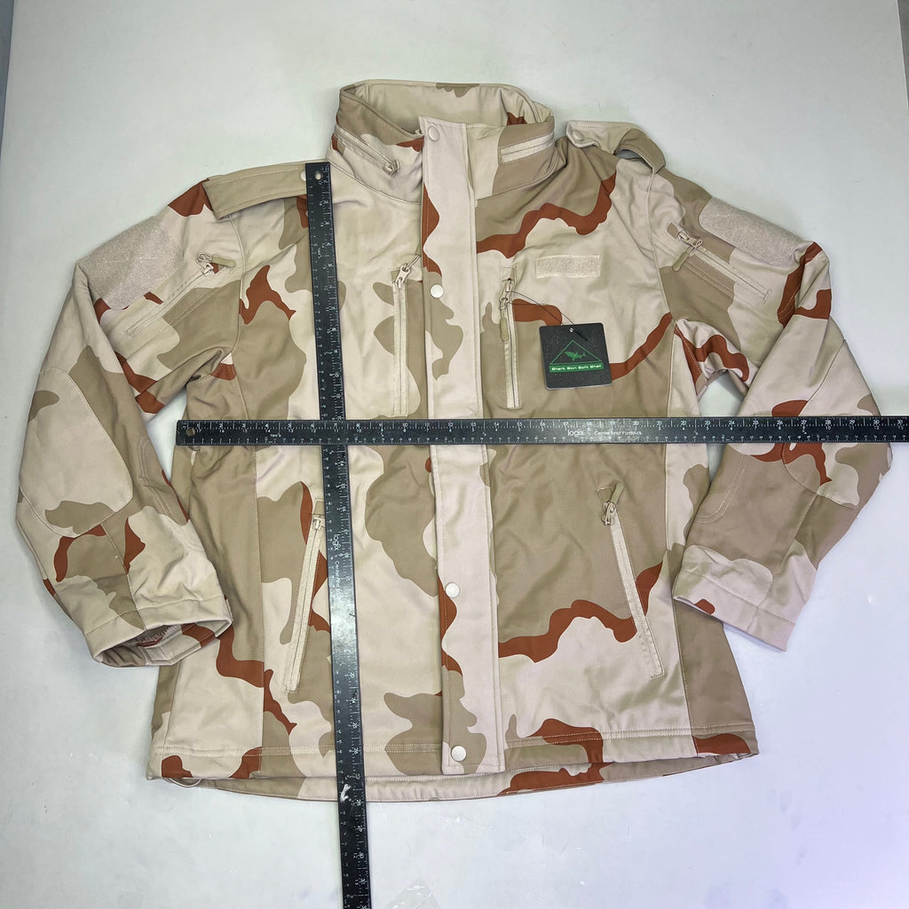 SHARK SKIN SOFT SHELL Coat Patch On Arm & Chest Men's Sz XL Khaki Camo