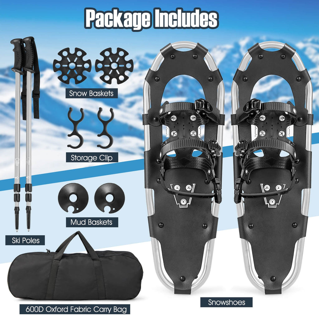 21/25/30 Inch 4-in-1 Lightweight Terrain Snowshoes with Flexible Pivot System