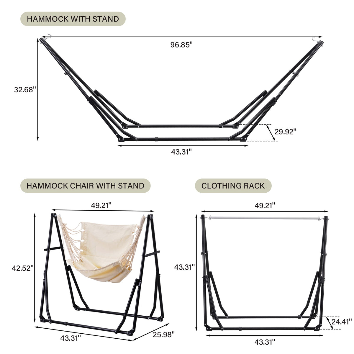 Ainfox 2 in 1 Portable Hammock Bed Camping Chair with Stand Included