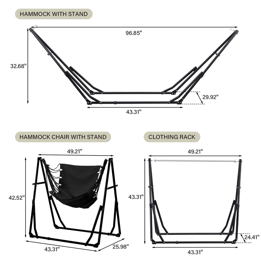 Ainfox 2 in 1 Portable Hammock Bed Camping Chair with Stand Included