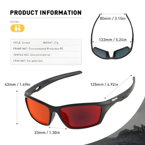 Polarized Impact-Resistant Glasses for Fishing, Cycling, and Shooting