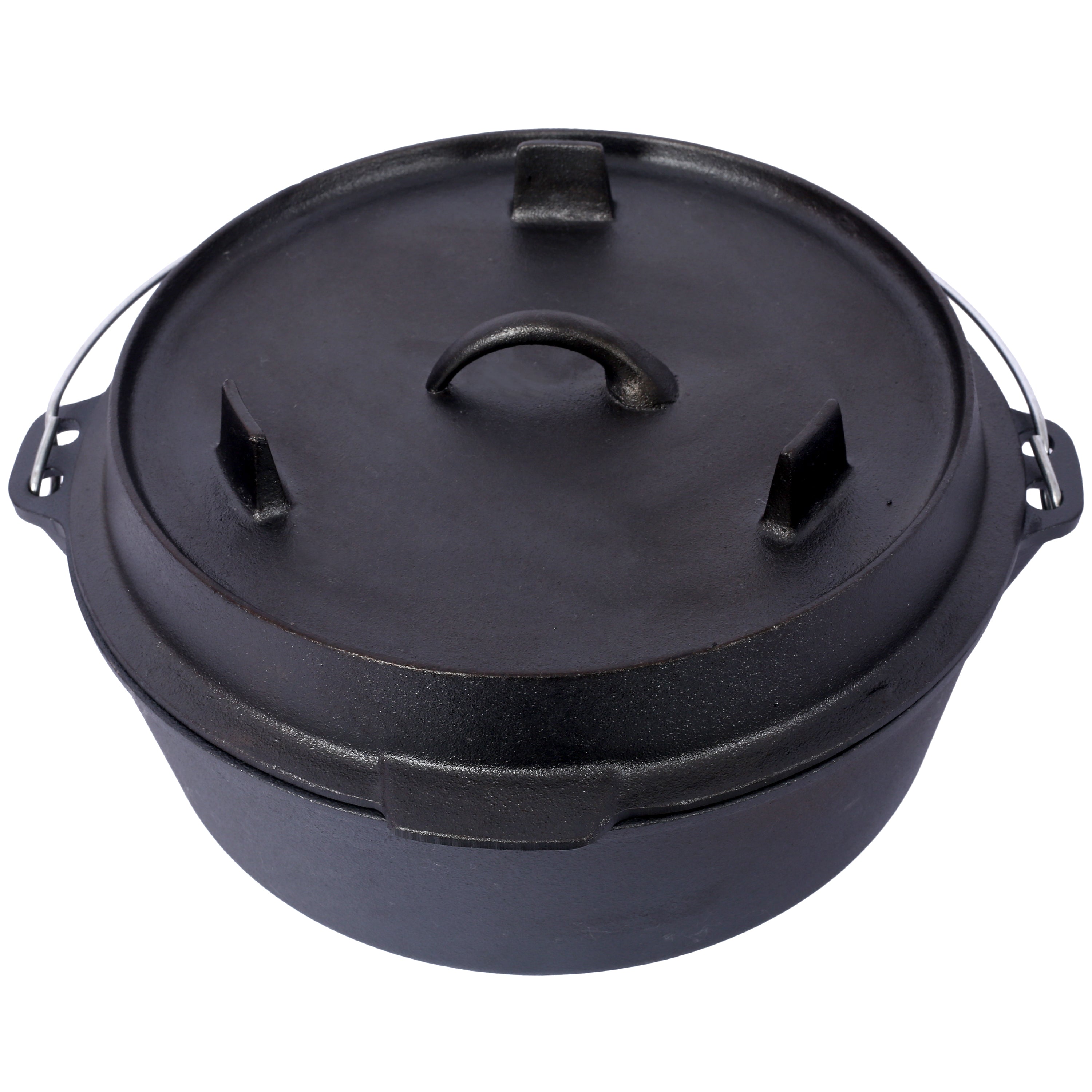 Cast iron Dutch oven with lid, outdoor camping deep pot, used for camping, cooking, barbecue and leg rest, 4.5 quarts
