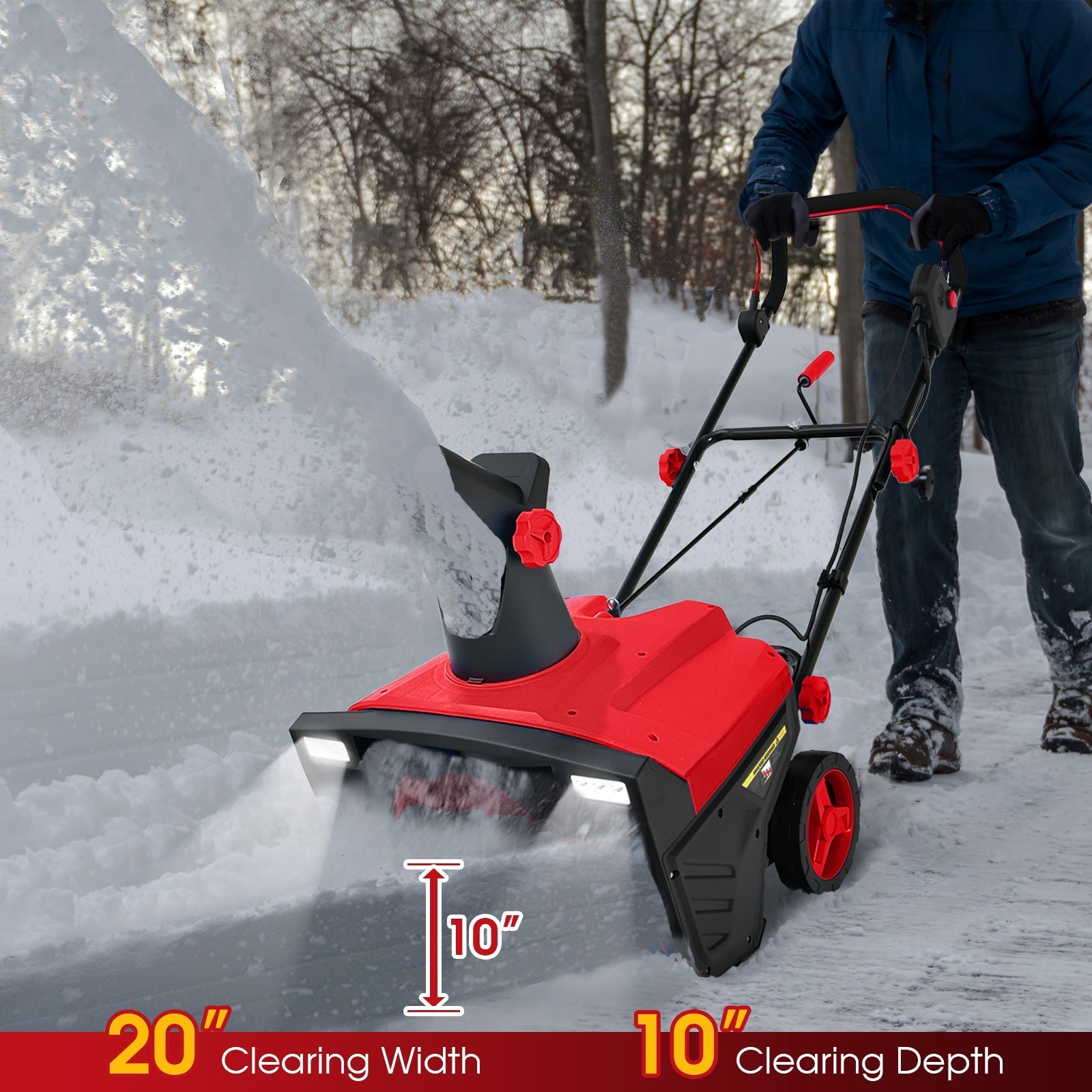 20 Inch 120V 15Amp Electric Snow Thrower with 180¬∞ Rotatable Chute