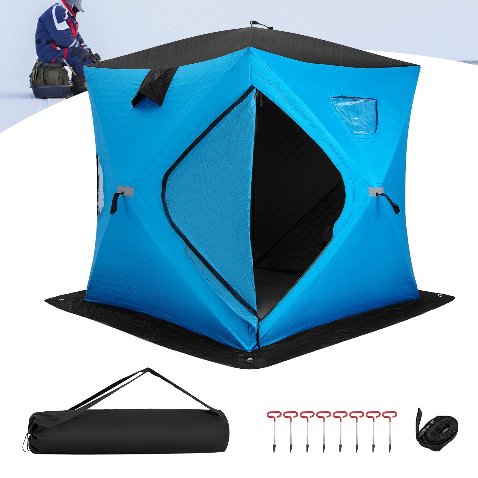 Portable 2 Person Ice Shanty with Cotton Padded Walls
