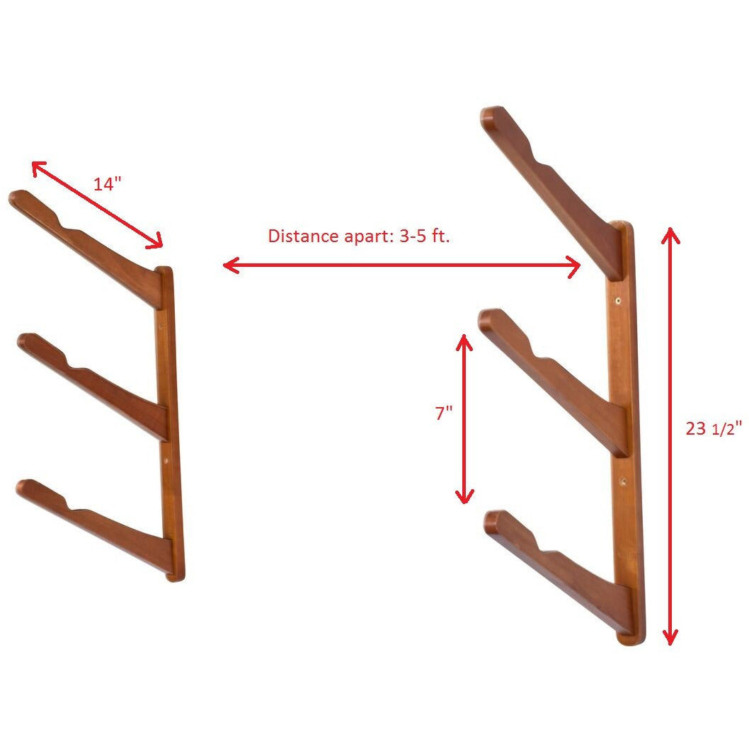Triple Surfboard Wall Rack | Bamboo Rack Perfect for Surf, Wakeboards, Snowboards, Skateboards