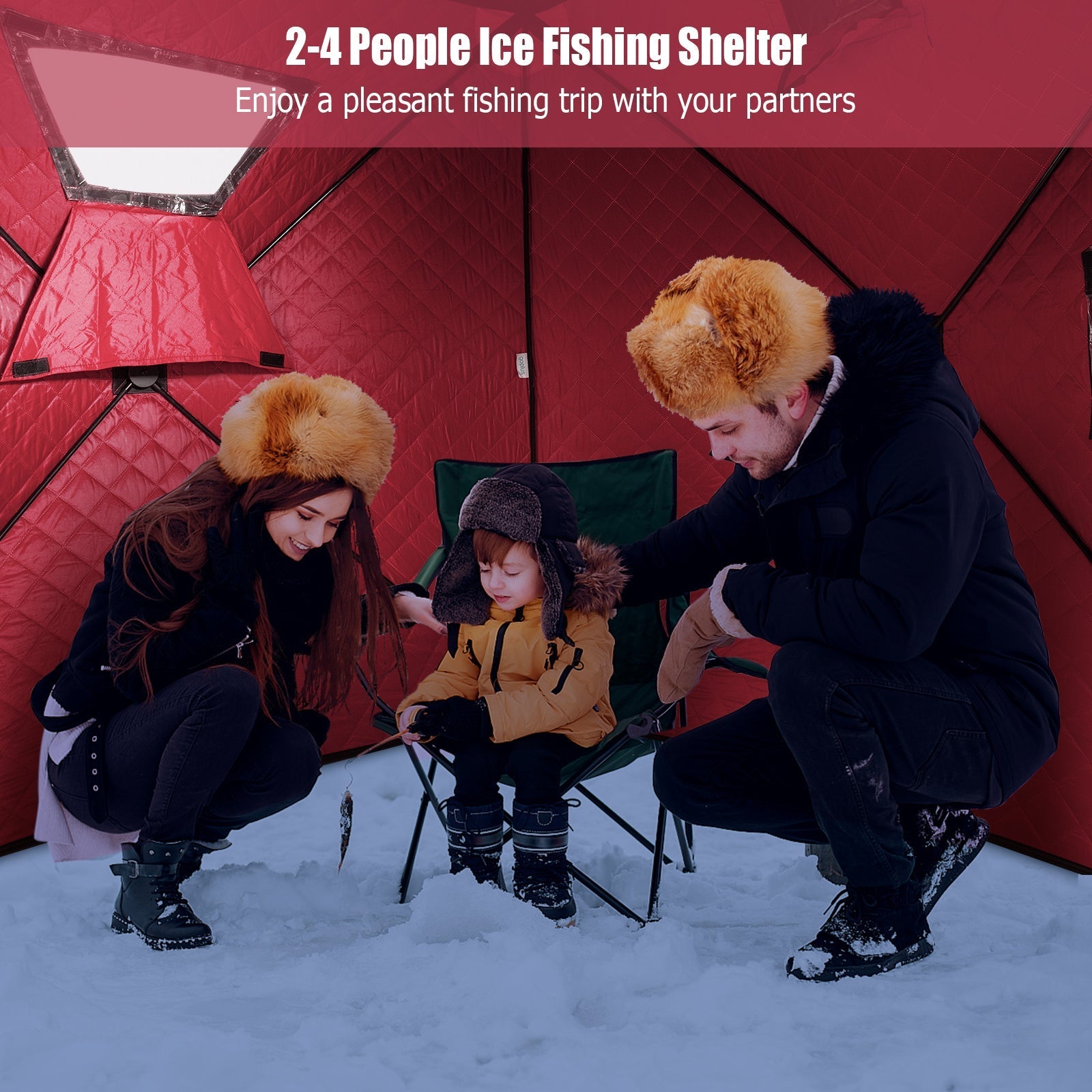 Portable 2 Person Ice Shanty with Cotton Padded Walls