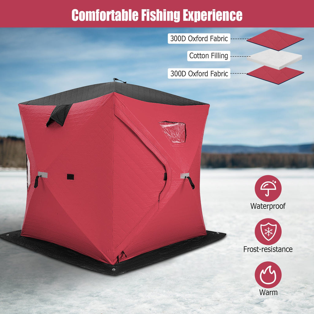 Portable 2 Person Ice Shanty with Cotton Padded Walls