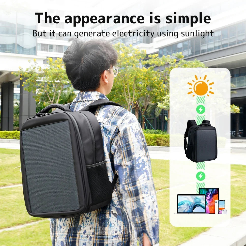 LVYUAN 20W Solar Backpack Portable Solar Charging Backpack USB Type-C Output Outdoor Hiking Camping Travel Laptop Backpack Water Resistant Large Capacity Daypack for Phone Tablet Power Bank Trekking Cycling Fishing