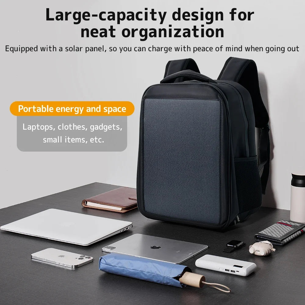 LVYUAN 20W Solar Backpack Portable Solar Charging Backpack USB Type-C Output Outdoor Hiking Camping Travel Laptop Backpack Water Resistant Large Capacity Daypack for Phone Tablet Power Bank Trekking Cycling Fishing