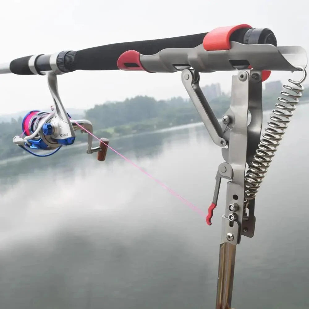 Automatic Stainless Steel Fishing Double Spring Angle Pole Foldable Anti-Rust Steel Fishing Pole Holder Fishing Accessories
