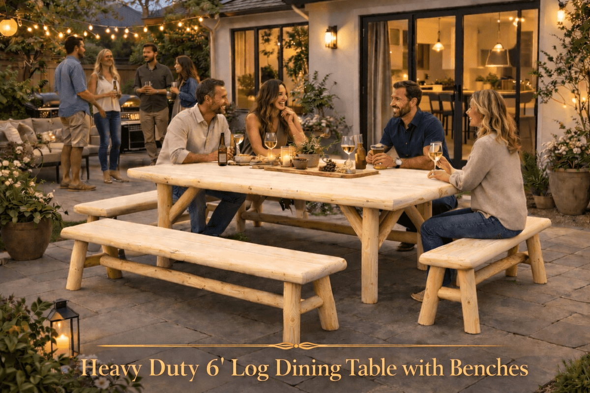 Handmade Rustic Outdoor Picnic Table