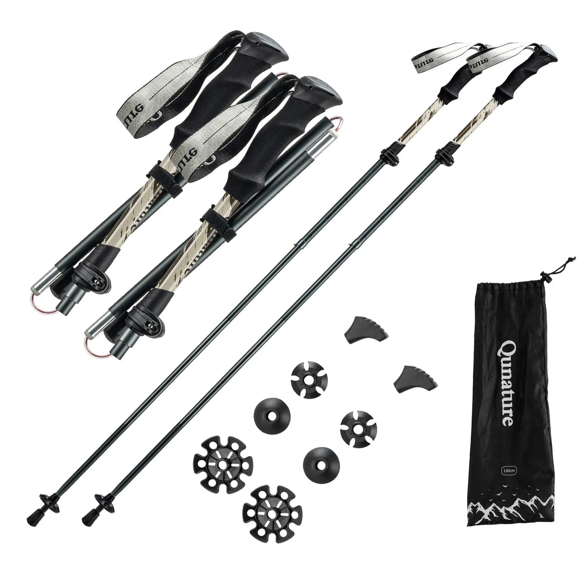 Foldable Lightweight Aluminum Trekking Pole with Adjustable Height and Grip