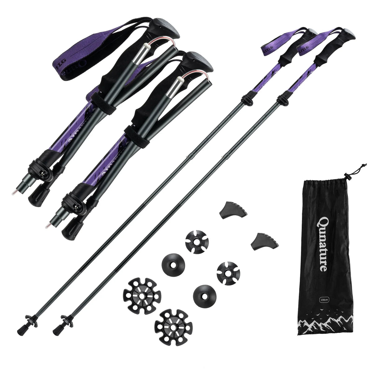 Foldable Lightweight Aluminum Trekking Pole with Adjustable Height and Grip