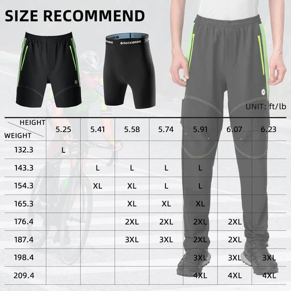 Men's 3-in-1 Convertible Cycling Pants With Padded