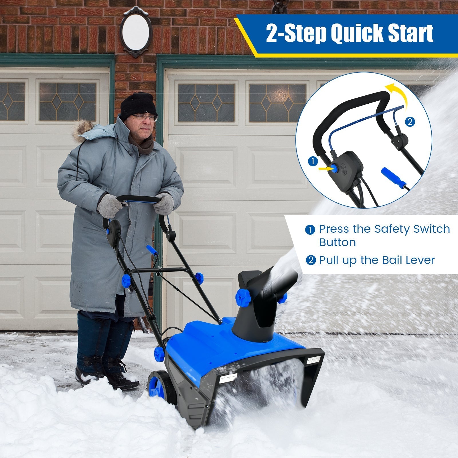 20 Inch 120V 15Amp Electric Snow Thrower with 180¬∞ Rotatable Chute