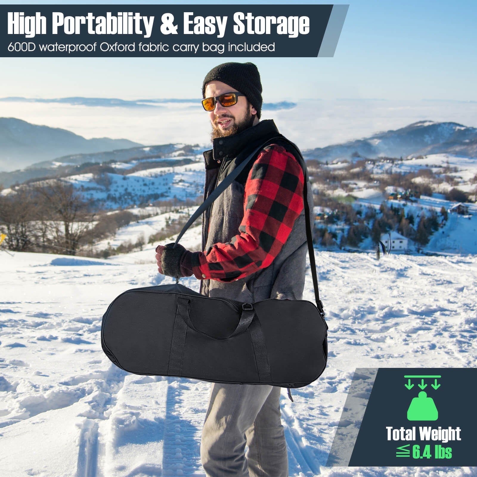 21/25/30 Inch 4-in-1 Lightweight Terrain Snowshoes with Flexible Pivot System